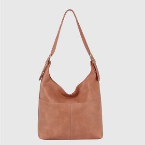 Elegant Blush Pink & Brown Faux Leather Tote – Metro Muse Shoulder Bag​